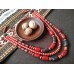 Necklace Korali of ceramic beads red/black 3 threads